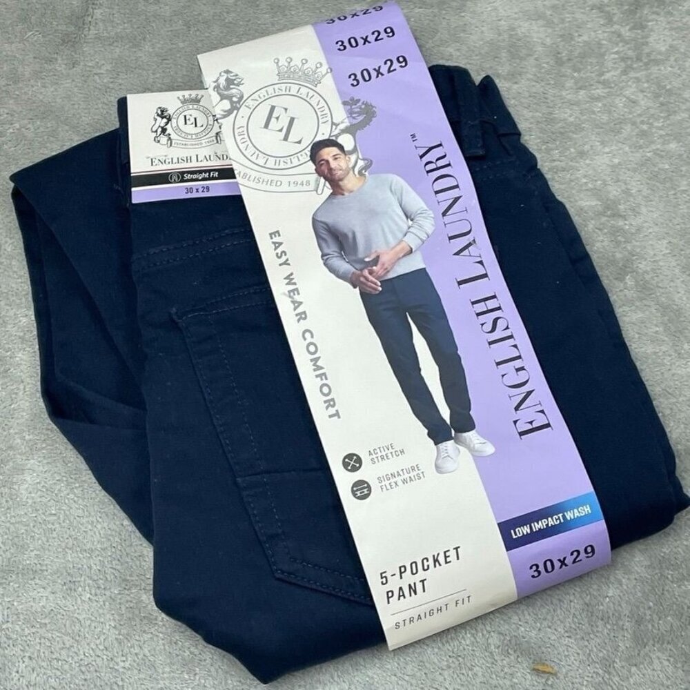 English Laundry Mens Straight Fit Pants 30x29 Blue a0314